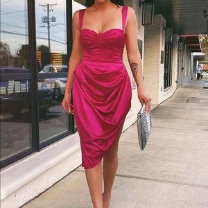 💗💗💗With Love Satin Midi Dress - Magenta